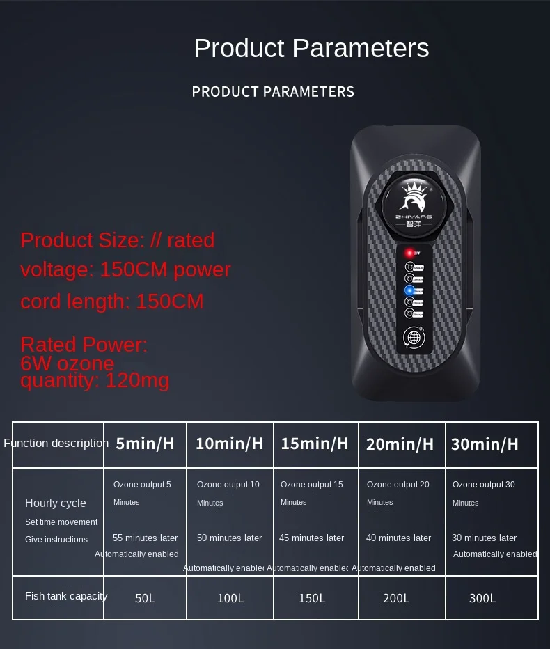 Gerador de Ozônio ZHIYANG ZY-OZ – Purificador para Aquários - Imagem 2